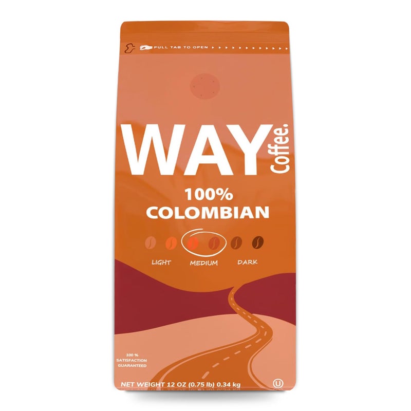 WAY Coffee Medium Roast Ground Coffee - 100% Colombian (12 Oz) - Image 1